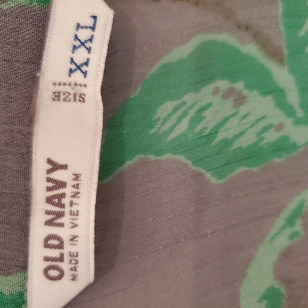 Old Navy Floral Blouse - Blue and Green on Brown - Picture 2 of 3